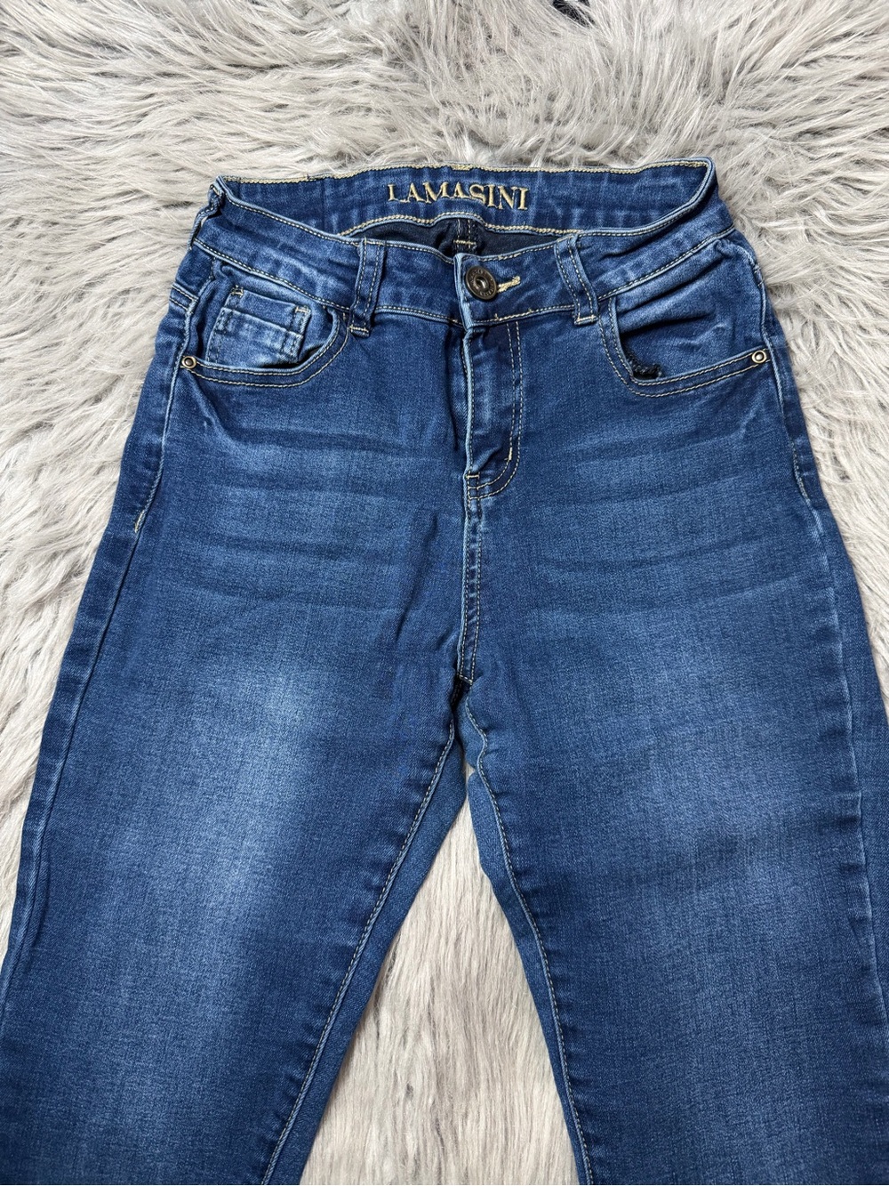 Lamasini High-Rise Blue Stretch Jeans for Women